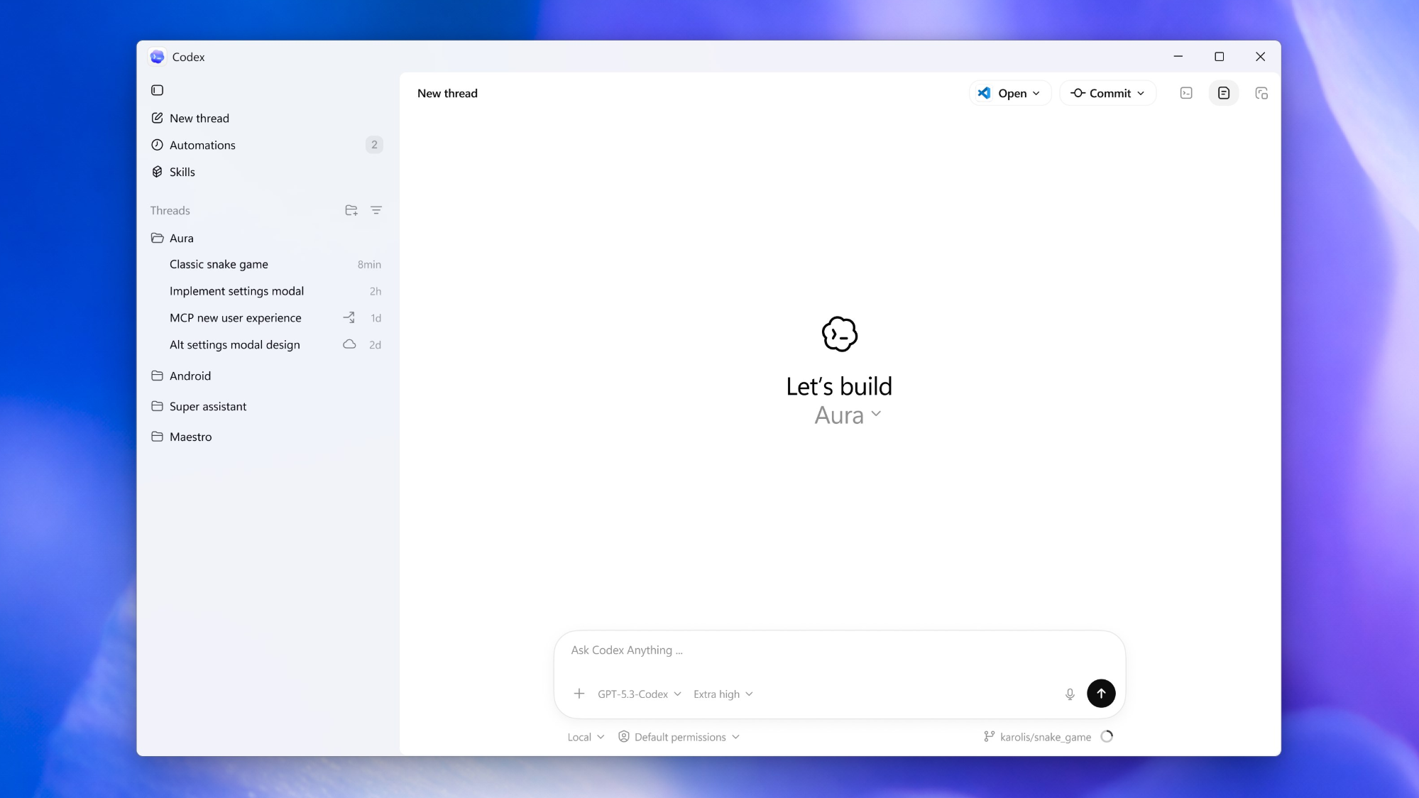 Codex app for Windows screenshot 1