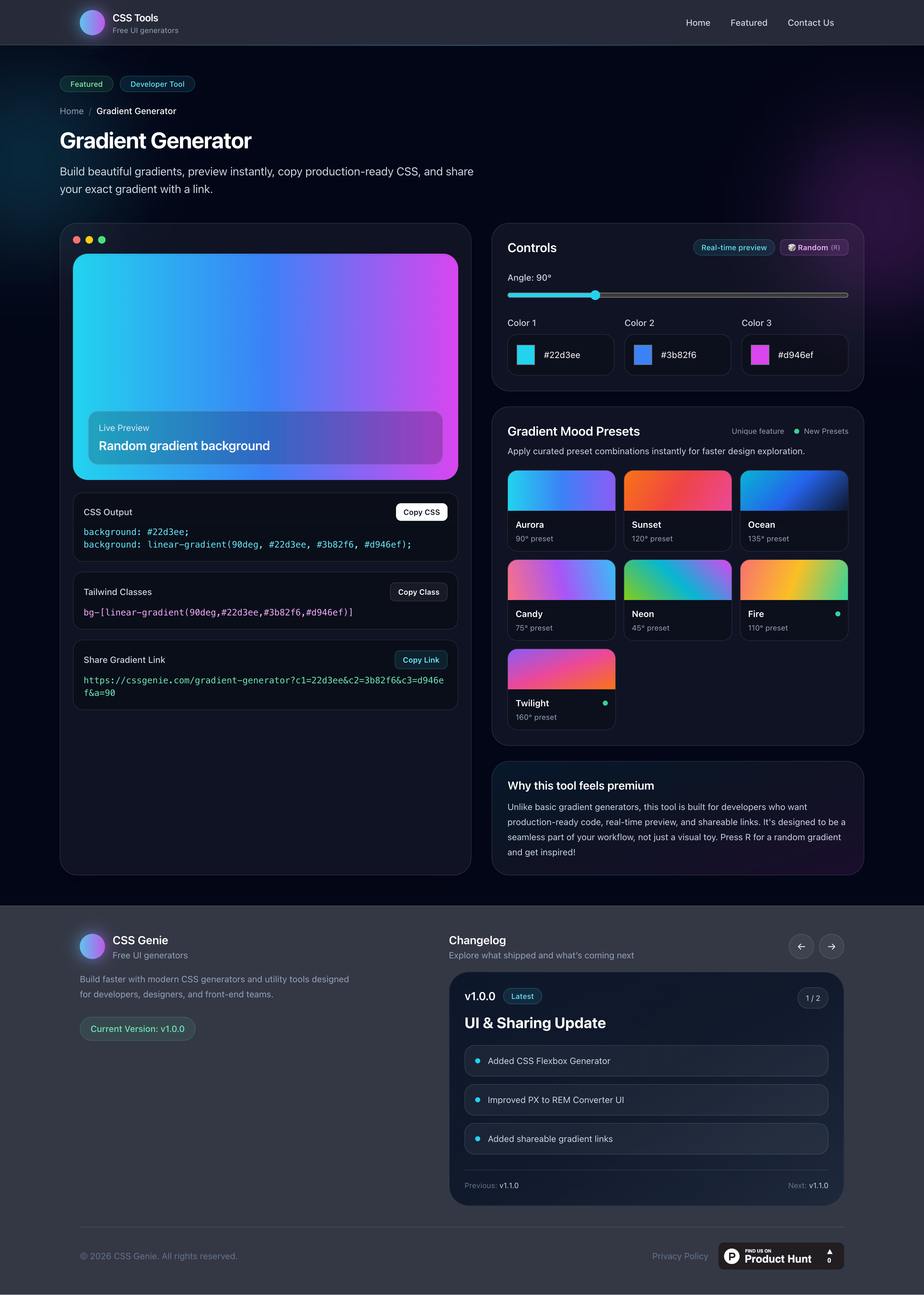 CSSGenie: Free CSS Tools screenshot 1