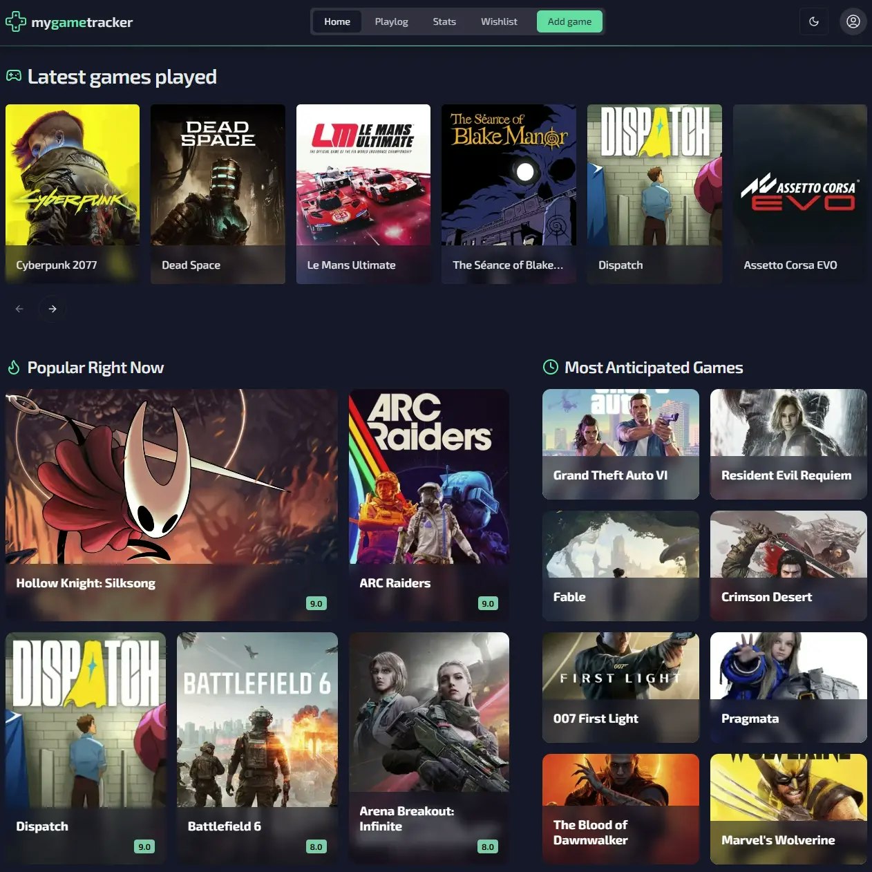 mygametracker.com 대표 미리보기