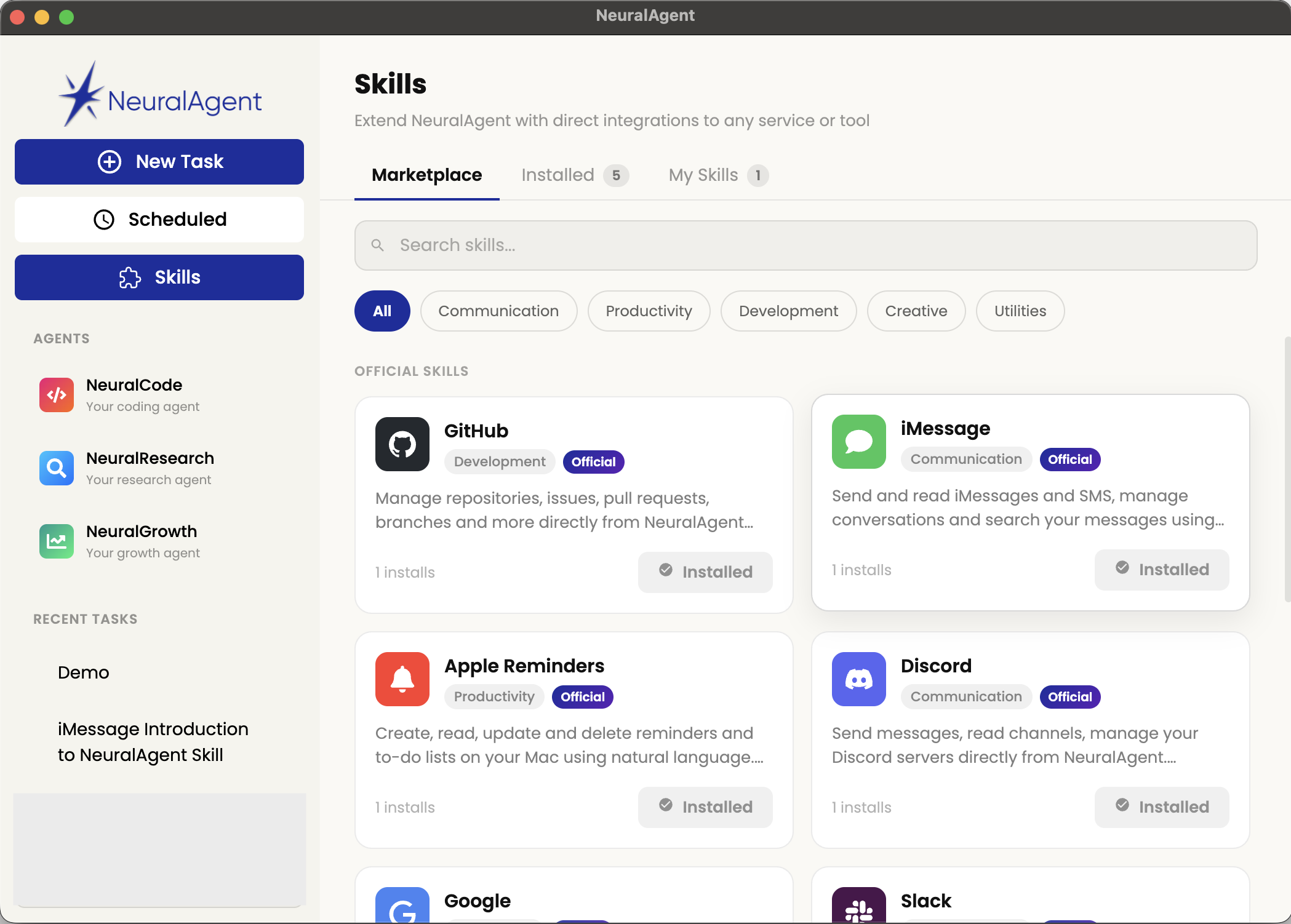 NeuralAgent screenshot 1